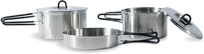Tatonka Camping-Kochgeschirr Cookset Regular (5-teilig) - Edelstahl-Geschirr mit Pfanne und 2 Töpfen