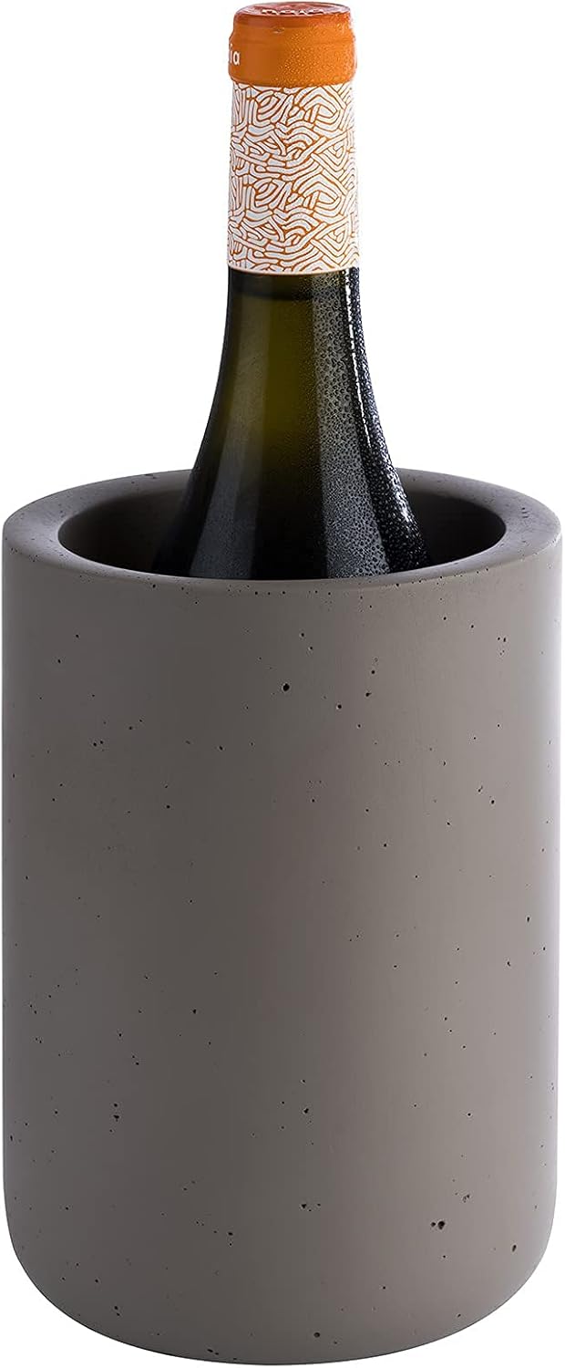 Flaschenkühler „Concrete“, hochwertiger Sektkühler aus Beton, 12 x 19 cm, möbelschonende Unterseite,