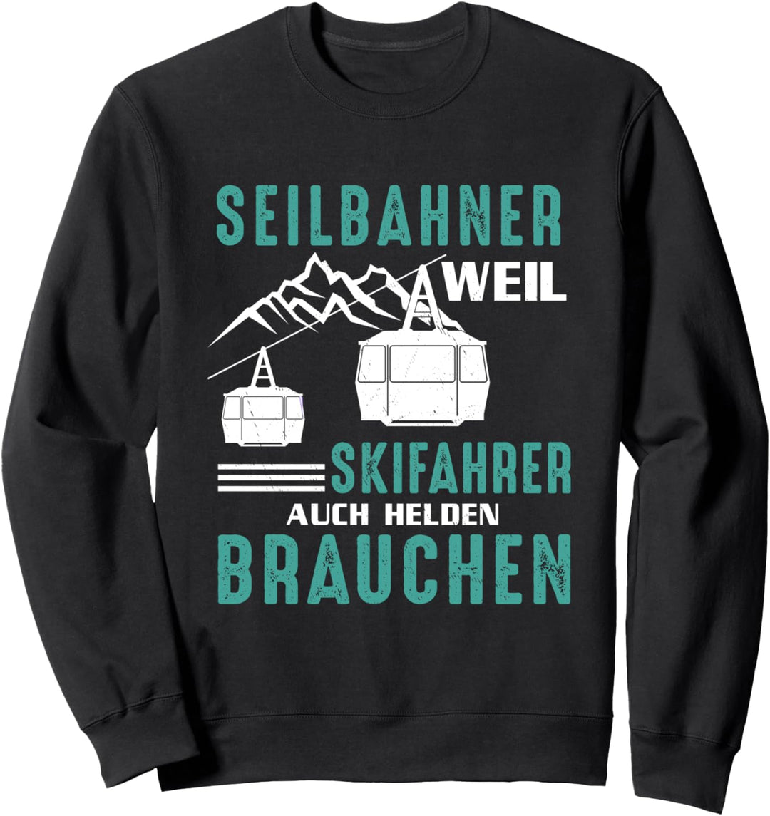 Seilbahn Gondel Bergbahn Skifahrer Helden Vintage Sweatshirt
