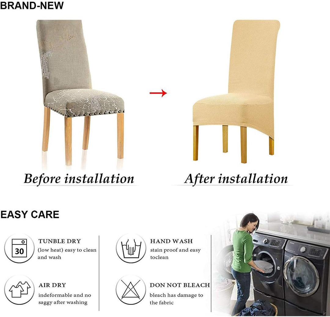 LANSHENG Stretch XL Stuhlhussen für Esszimmerstühle 2/4/6 Pcs Stuhl Schutzbezug, elastische Stuhl Pr