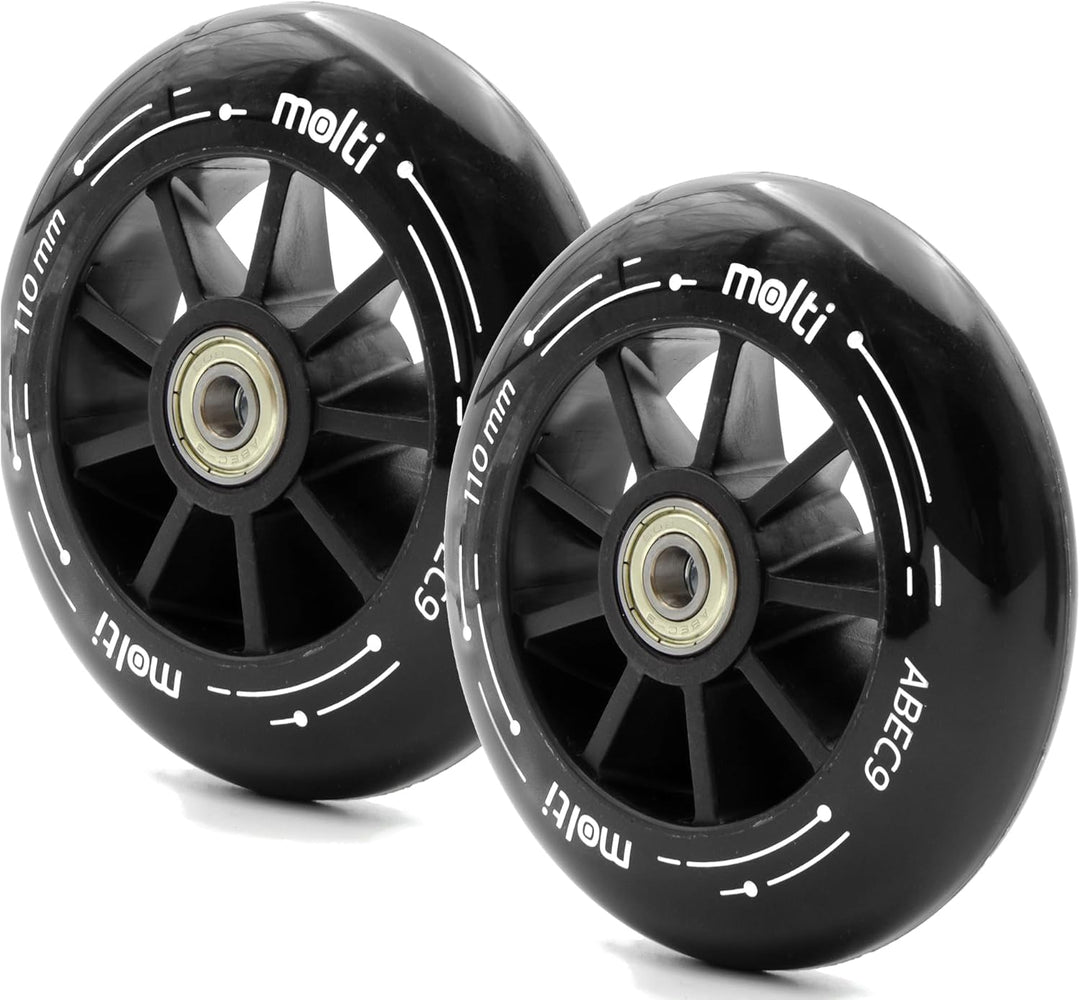 molti 2 Ersatzräder Ersatzrollen 100/110mm mit ABEC-9 Chrom 2er Set wheels Skaterrollen, Scooterroll