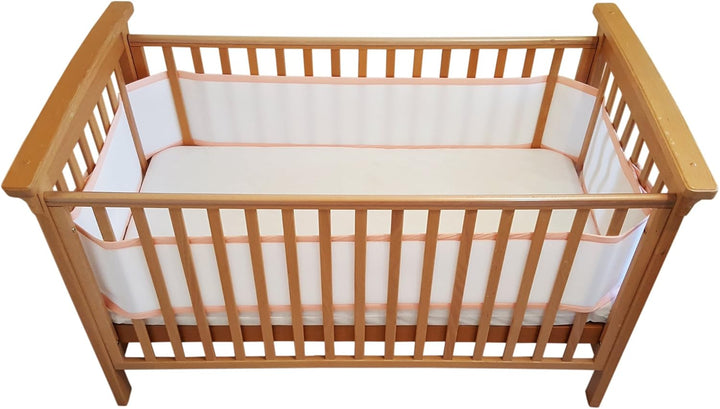 4 Sided Mesh Baby Cot Bumper, BS EN 16780, Breathable Safe Rosa, Rosa