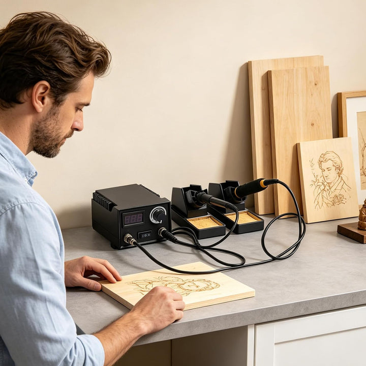 Holzbrennmaschine 80W mit LED Anzeige Pyrographie Werkzeug Set