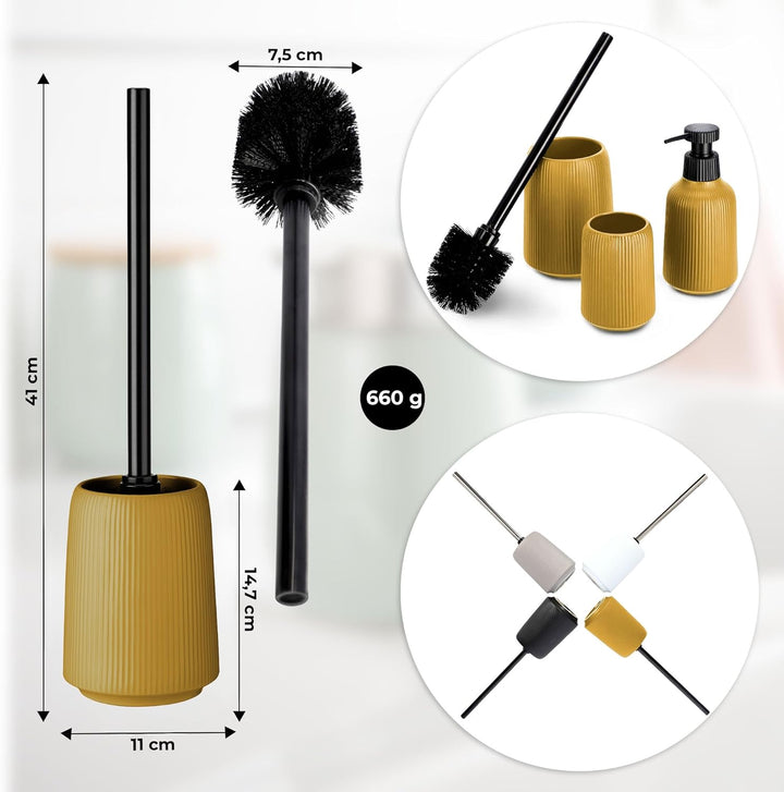 KADAX Badezimmer Zubehör Set, Modernes Badzubehör, Badaccessoires aus Keramik, Bad Accessoires (Gelb