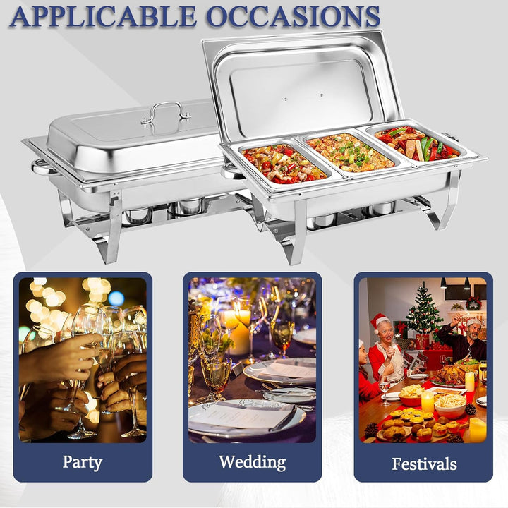 Chafing Dish,Edelstahl Warmhaltebehälter,Speisenwärmer, Edelstahl Speisenwärmer Behälter,Wärmebehält