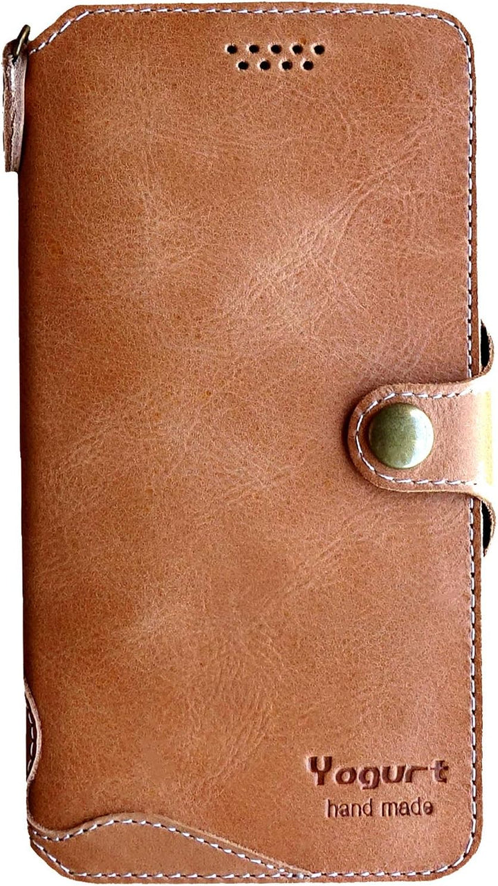 Yogurt Lederhülle für iPhone 14, Hülle Ledertasche Echtleder Case Handyhülle für iPhone 14, 6.1 Zoll