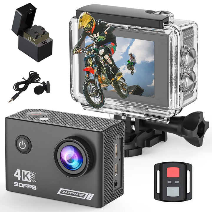 Yolansin 4K30fps Action Cam wasserdichte- 131ft/40m Unterwasserkamera EIS, WiFi Kamera 170°Winkel Sp