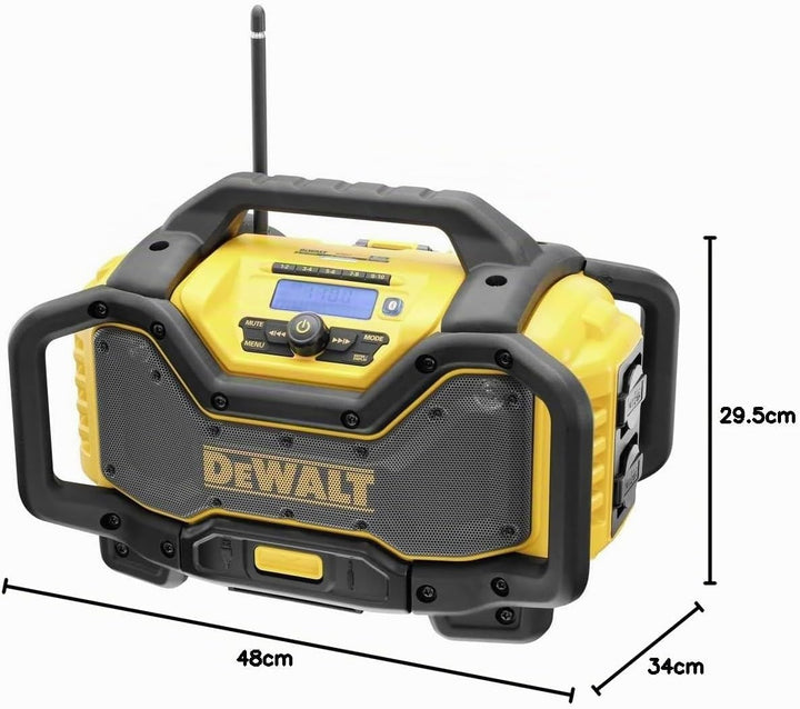 Dewalt Akku- und Netz-Radio (mit Ladefunktion, DAB+ und AM/FM-Stereo, leistungsstarke Lautsprecher,