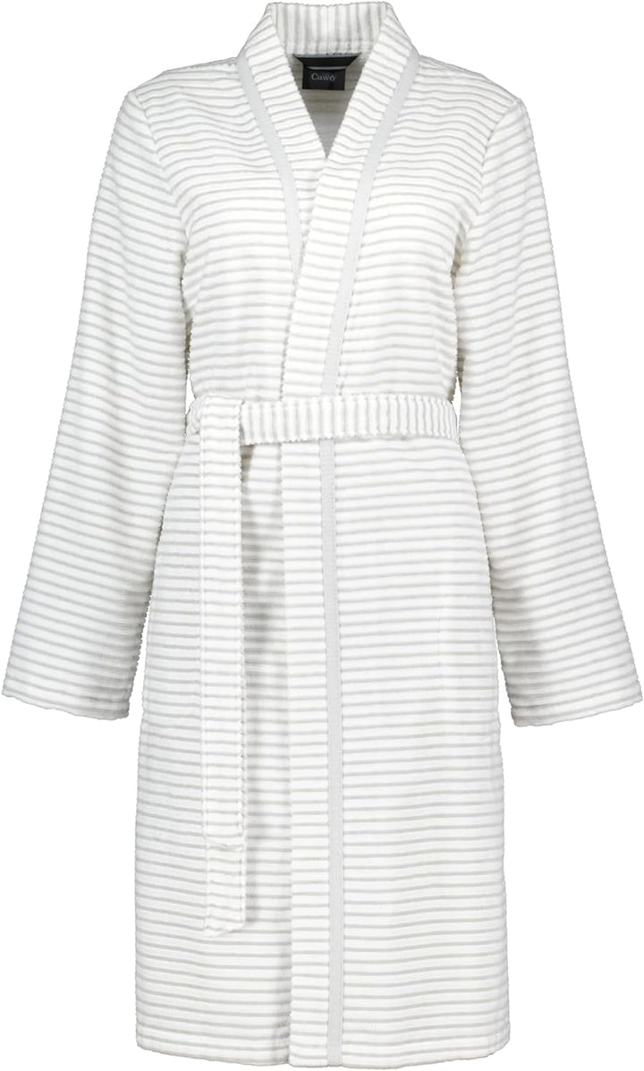 CAWÖ Home Bademäntel Damen Kimono Struktur 1214 weiss-silber - 76 L