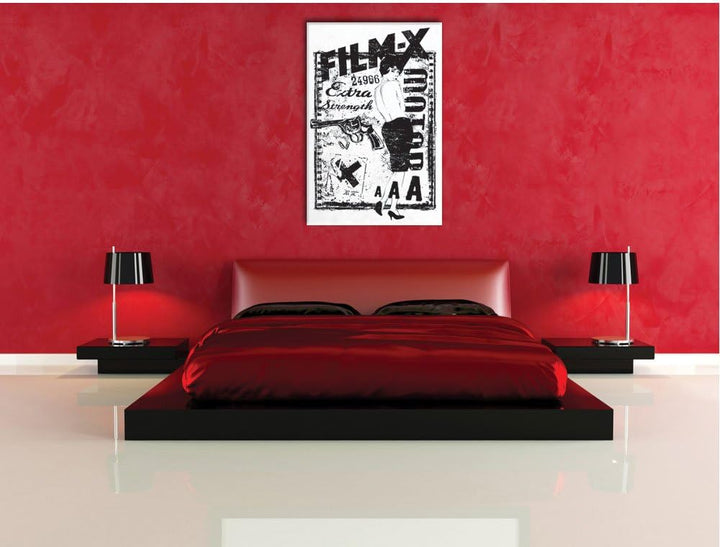 Pixxprint Film x White Bild auf Leinwand, XXL riesige Bilder fertig gerahmt mit Keilrahmen, Kunstdru