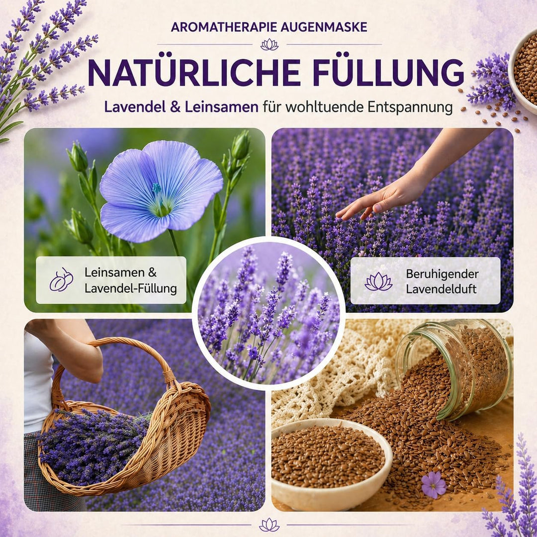 Augenkissen mit Leinsamen &amp; Lavendel Füllung I Waschbarer Baumwollbezug I Augenmaske zur Entspannung