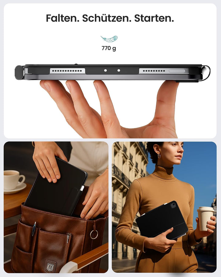 typecase Edge+ Hülle mit Tastatur für iPad Air 11 zoll (M4 2026/M3 2025/M2 2024) &iPad Pro 11 zoll，A