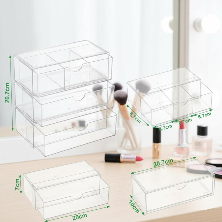 3 Stück Acryl Schmink Organizer Schminktisch Make up Organizer Kosmetik Makeup Organizers Schubladen