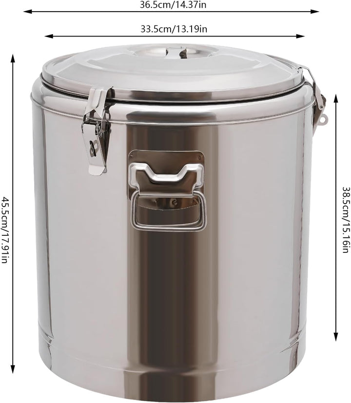 Transport Thermobehälter, 14L Isolierte Getränkespender Edelstahl Isoliert Eimer mit Deckel, Gummiri