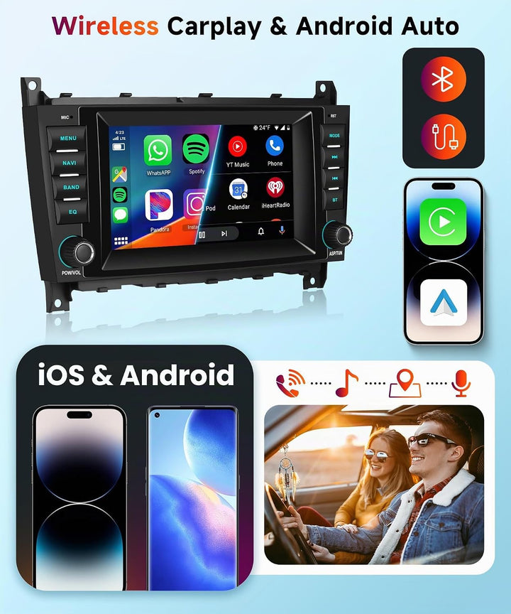 4 Core 64G Hodozzy Carplay Autoradio für Mercedes Benz C-Klasse W203 CLC-Klasse W203, 7 Zoll Touchsc