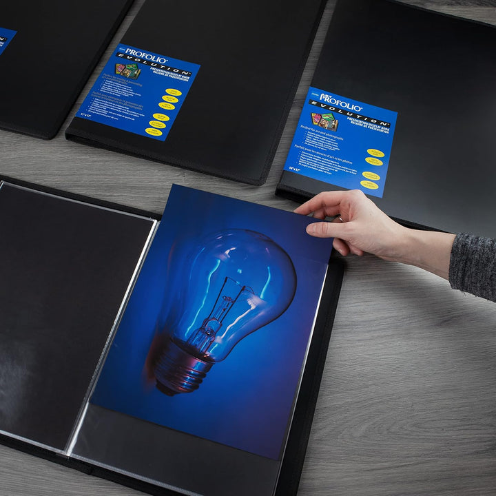 Itoya ProFolio Evolution schwarzes Fotoalbum mit 48 Seiten – Fotoalbum Kunst Portfolio Ordner für Ku