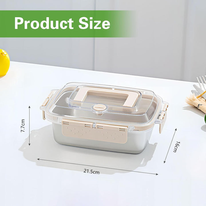 Brotdose Edelstahl, 1000ml Lunchbox aus Edelstahl Handhaben und Ersatzdichtung Auslaufsicher Brotdos