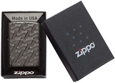 Zippo 49173 – Geometric Weave Design - Armor Black Ice - Sturmfeuerzeug, nachfüllbar, in hochwertige