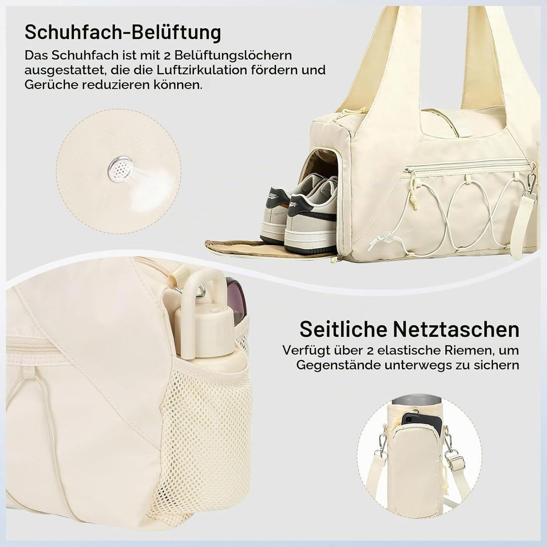 Sporttasche Damen - Gym Bag Women Leicht Wasserabweisend - Sporttasche mit Schuhfach und Nassfach -