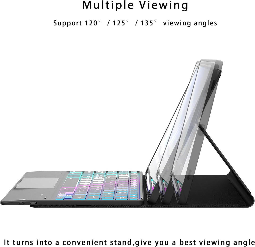 ROOFEI Galaxy Tab S9/S9 FE Hülle mit Tastatur: 11 Zoll Galaxy Tab S9 Abnehmbar Tastatur mit Touchpad