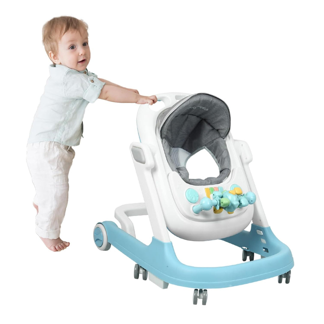 Lauflernhilfe 4 in 1, Drehspiess mit Tablett für musikalische Aktivitäten, für Babys, mit interaktiv