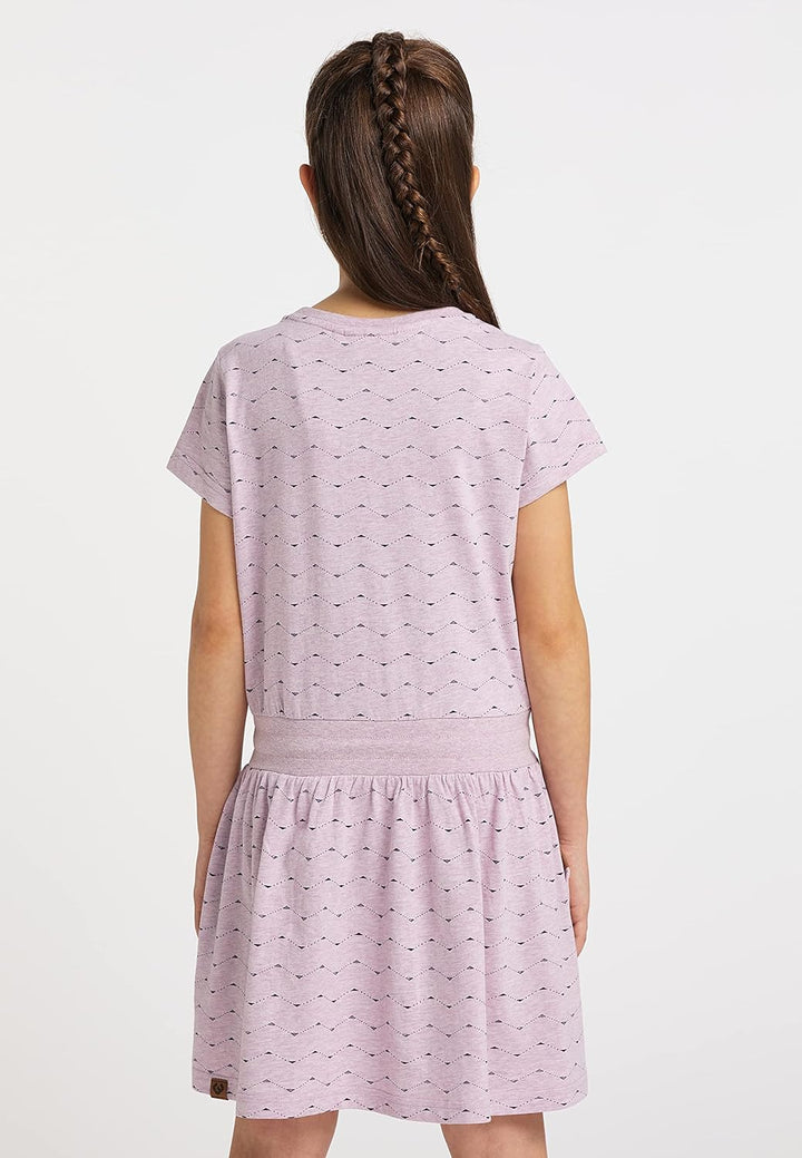 Ragwear Mädchen Kleid MAGY Zig ZAG Sommerkleid in sommerlichen Farben aus weicher Baumwolle, 128 Lil