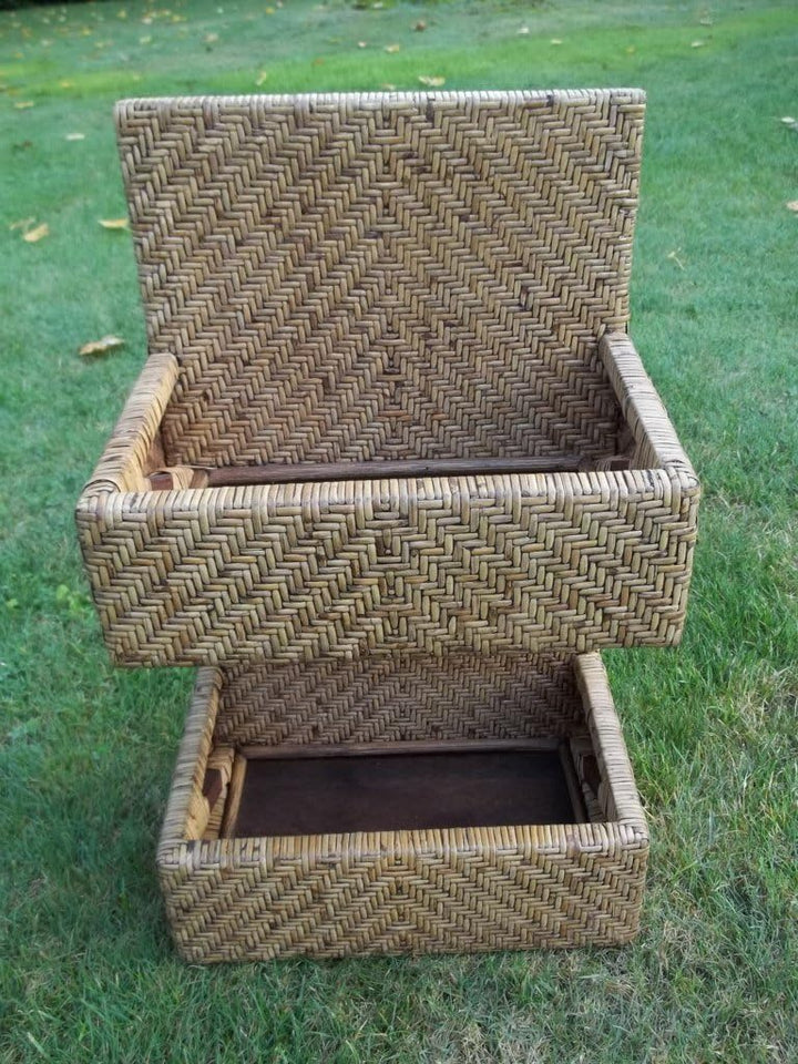 S Wandregal, Hängeregal aus Rattan-Peelgeflecht und Holz mit Aufhängung