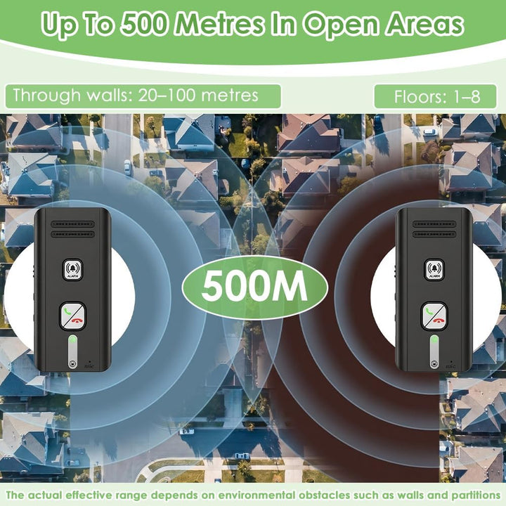 2 Pack Gegensprechanlage, 2 Wege Gegensprechanlage Funk mit Vollduplex Gesprächsfunktion, 500m Reich