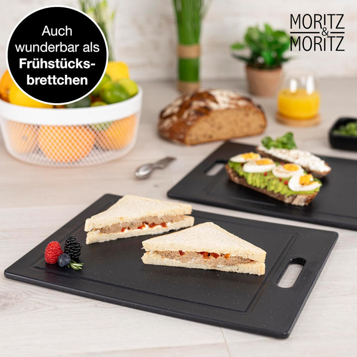 Moritz &amp; Moritz 4x Schneidebrett Kunststoff Set in 2 Grössen - Schneidebretter BPA frei - Küchenbret