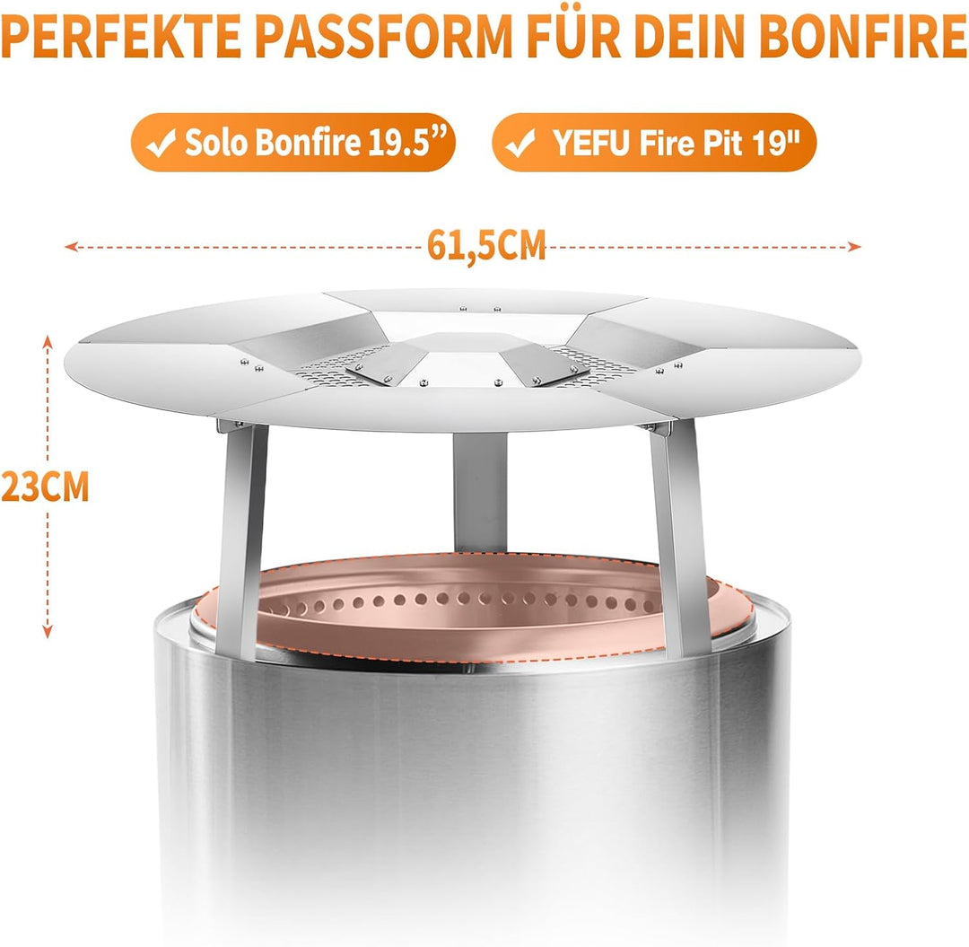 Solo Stove Bonfire Wärmeverteiler für Feuerschale – Mit 3 Abnehmbaren Füssen, Edelstahl Zubehör für