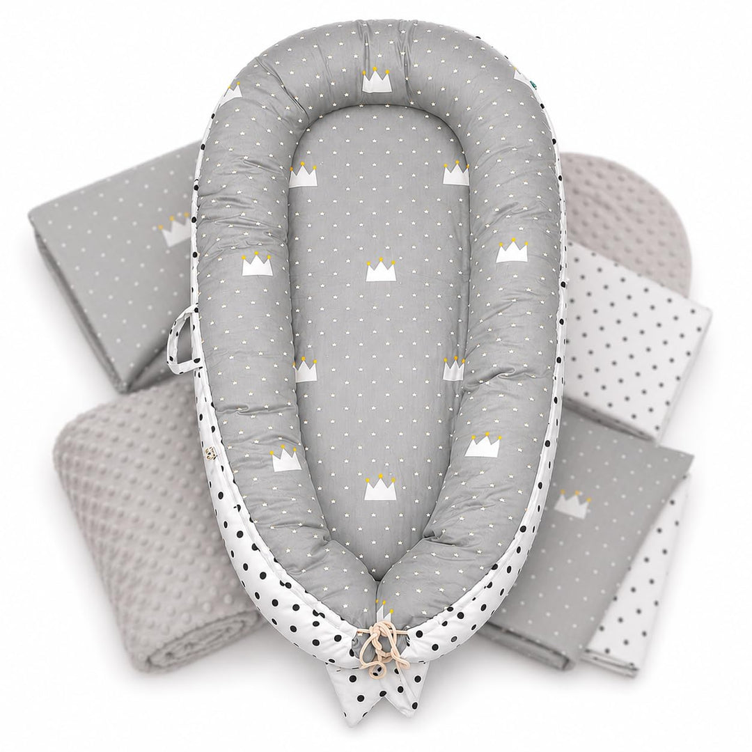 SKY &amp; ZEN Babynestchen – Babynest 5 tlg. Set für Neugeborene mit Tragegriff