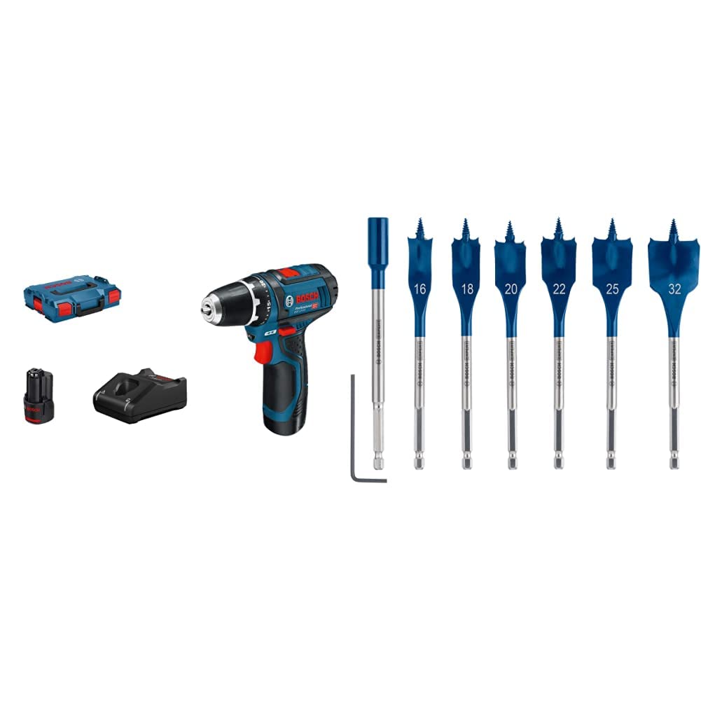 Bosch Professional 12V System Akku-Bohrschrauber GSR 12V-15 (inkl. 1x 2.0 Ah Akku, in L-BOXX) + 7x E