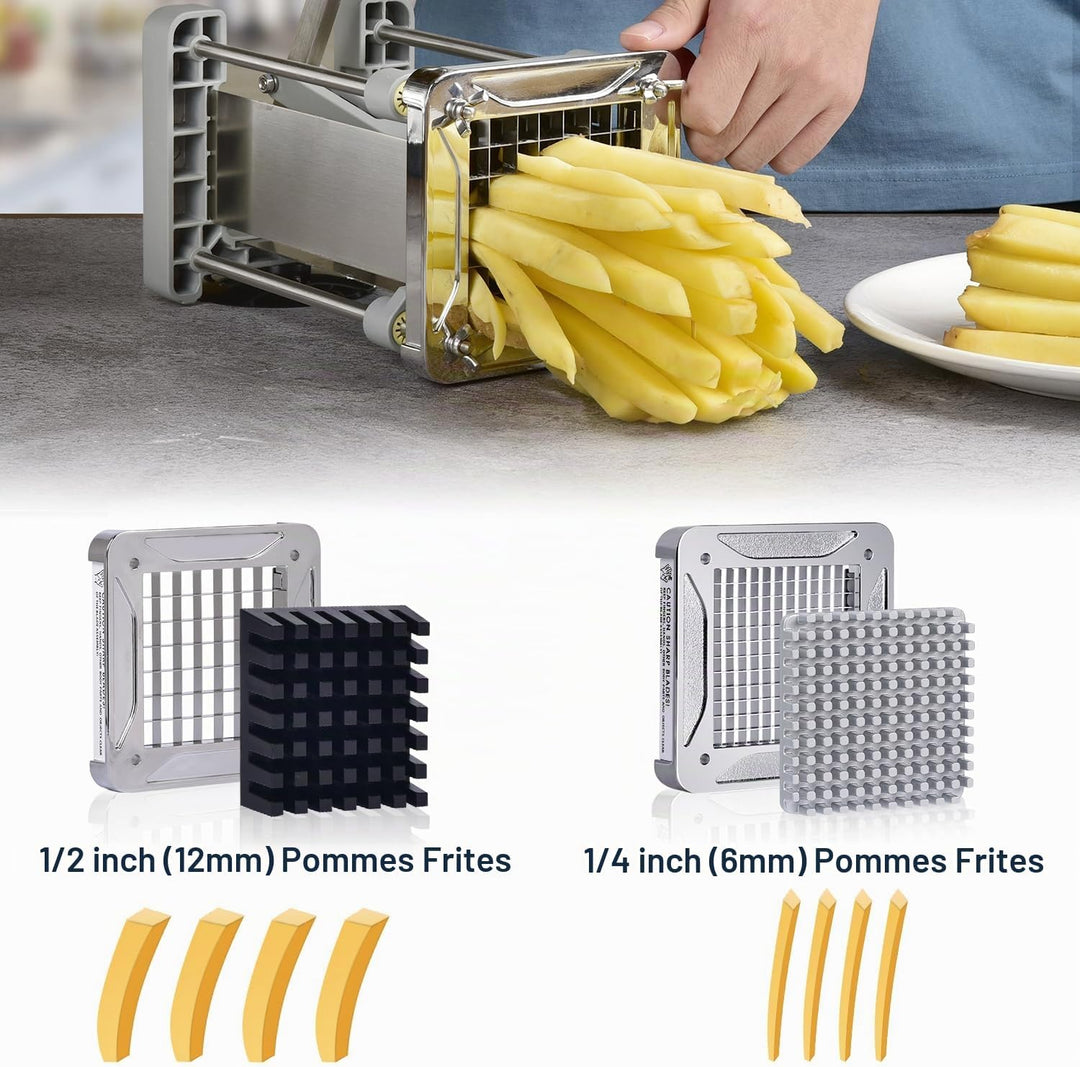 Sopito Pommesschneider, Pommes Frites Schneider Edelstahl Professioneller French Fries Cutter mit 6x