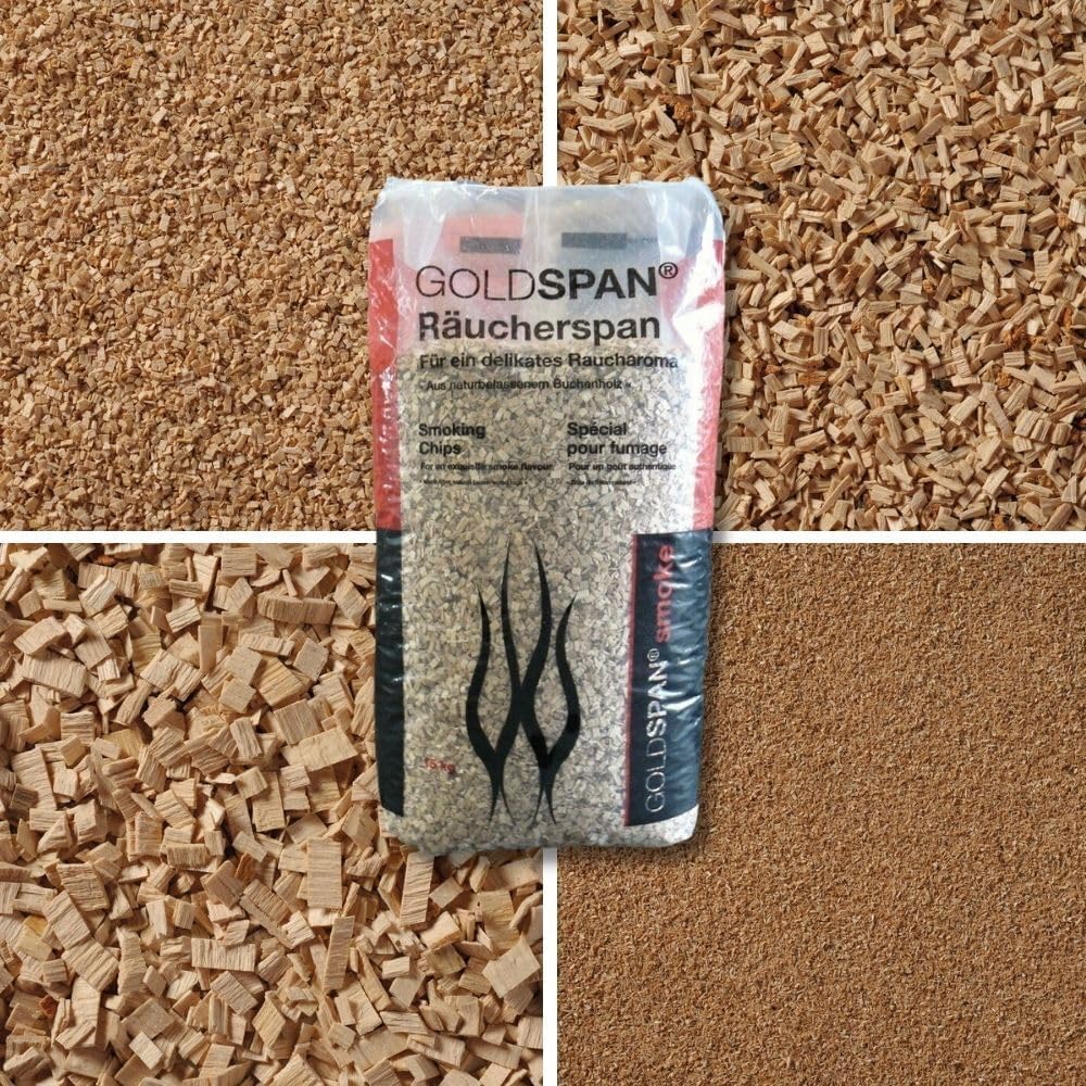 Goldspan smoke I Räucherspäne I B 10/40 I Körnung 3,0-5,0mm I 15kg B 10/40 I Körnung: 3,0-5,0mm, B 1