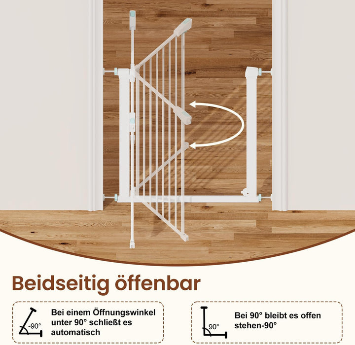 YEAUPE PRO Treppenschutzgitter Ohne Bohren, für Breiten 77-80cm, Weiss | 76 cm Hoch Türgitter baby,