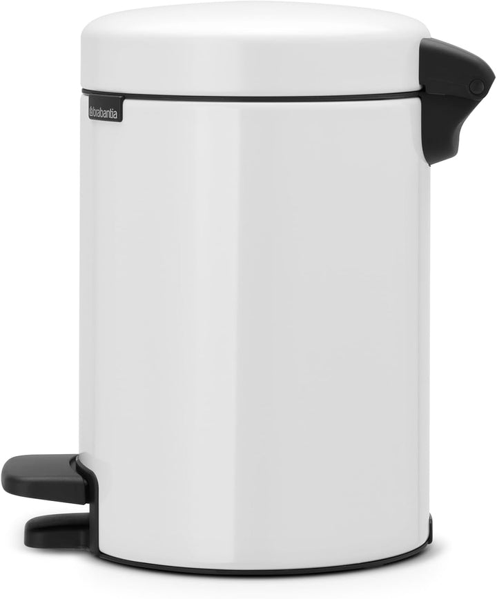 Brabantia 112126 Treteimer mit Inneneimer aus Kunststoff, stahl, Weiss, 3 Liter, Weiss 3 Liter White