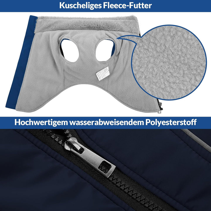 Hundemantel mit Geschirr für grosse Hunde,Wasserdichter Wintermantel mit Integriertem Geschirr, refl