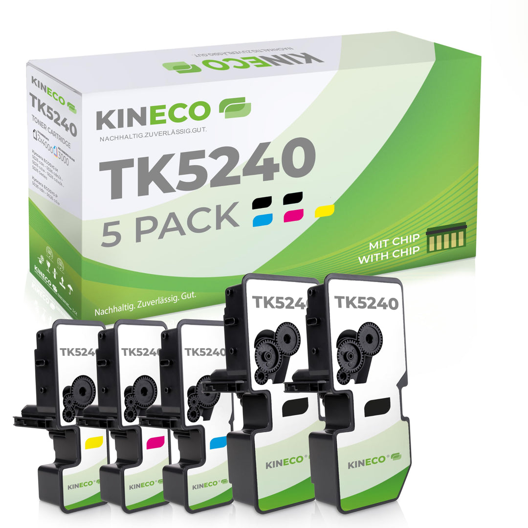Kineco 5X Toner ersetzt TK5240 2X bk 1x CMY Multipack für Kyocera Ecosys M5526cdw P5026cdn