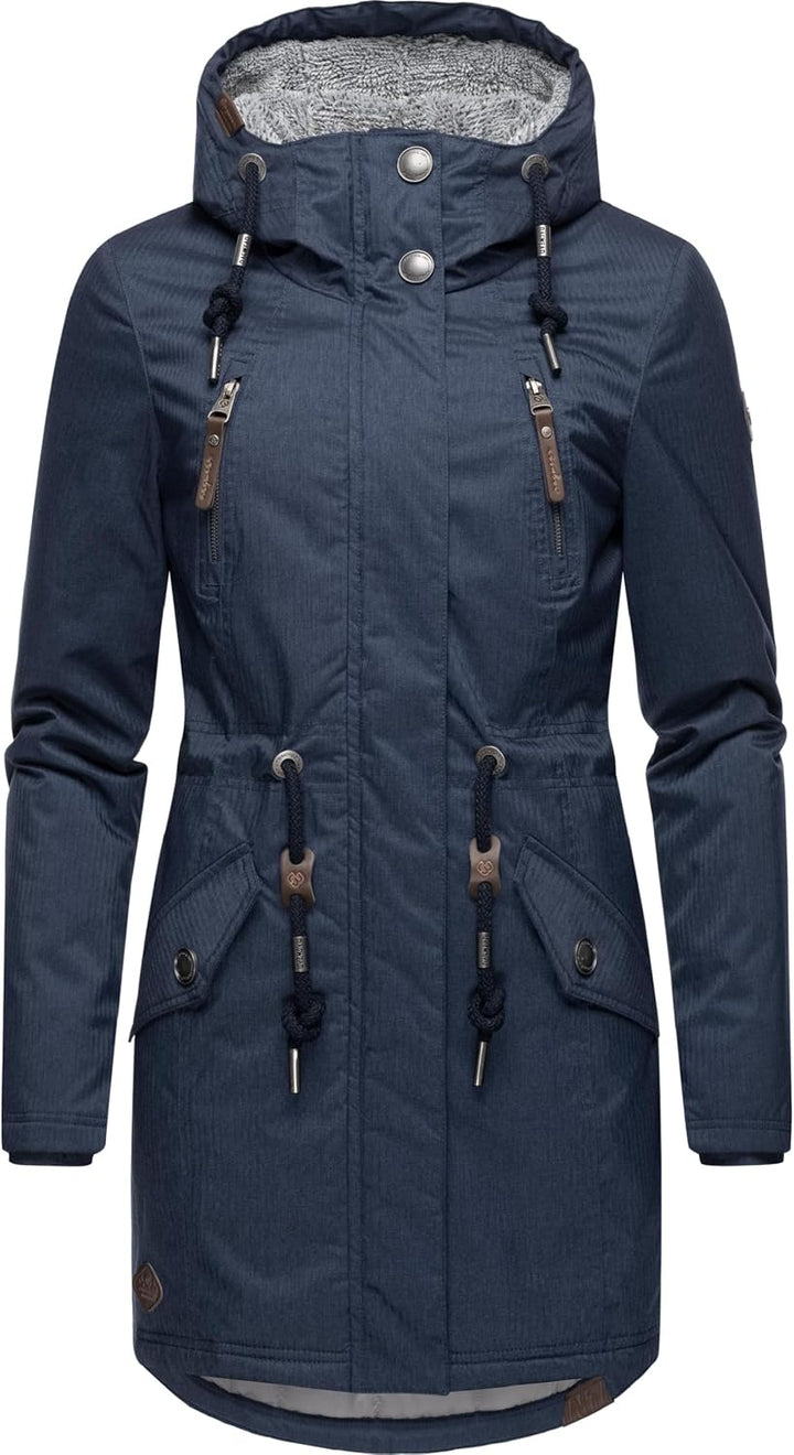 Ragwear Damen Wintermantel warm gefütterter Parka lang wasserdicht mit Kapuze Elsie Melange XS-6XL 3