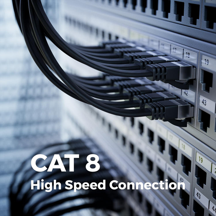 deleyCON 10x 2m CAT 8 Netzwerkkabel Flach (40 Gbit/s, Kupfer) Gigabit Ethernet LAN Cable - Flaches D
