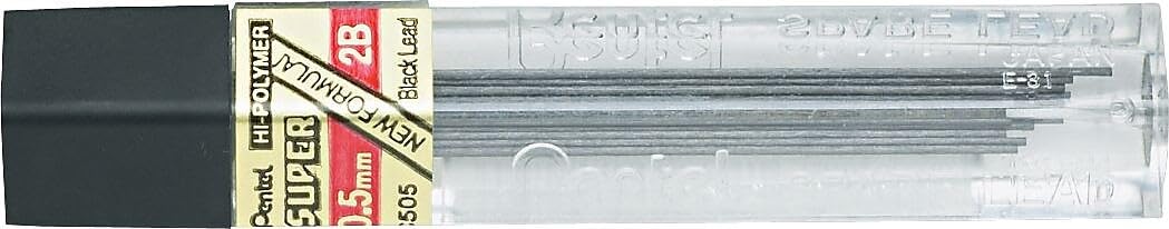 Pentel C505-2B Hochpolymer-Ersatzmine extra stark in 12er Röhre 2B 0,5 mm 12 Röhren 0,5 mm 2B, 0,5 m