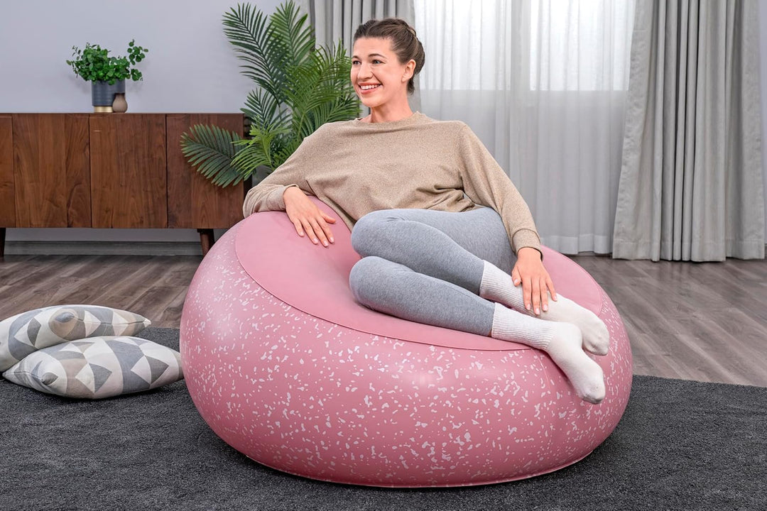 Bestway Inflate-A-Chair Luftsessel 112x112x66 cm Pink – Aufblasbarer Sessel für Indoor &amp; Outdoor, Lo