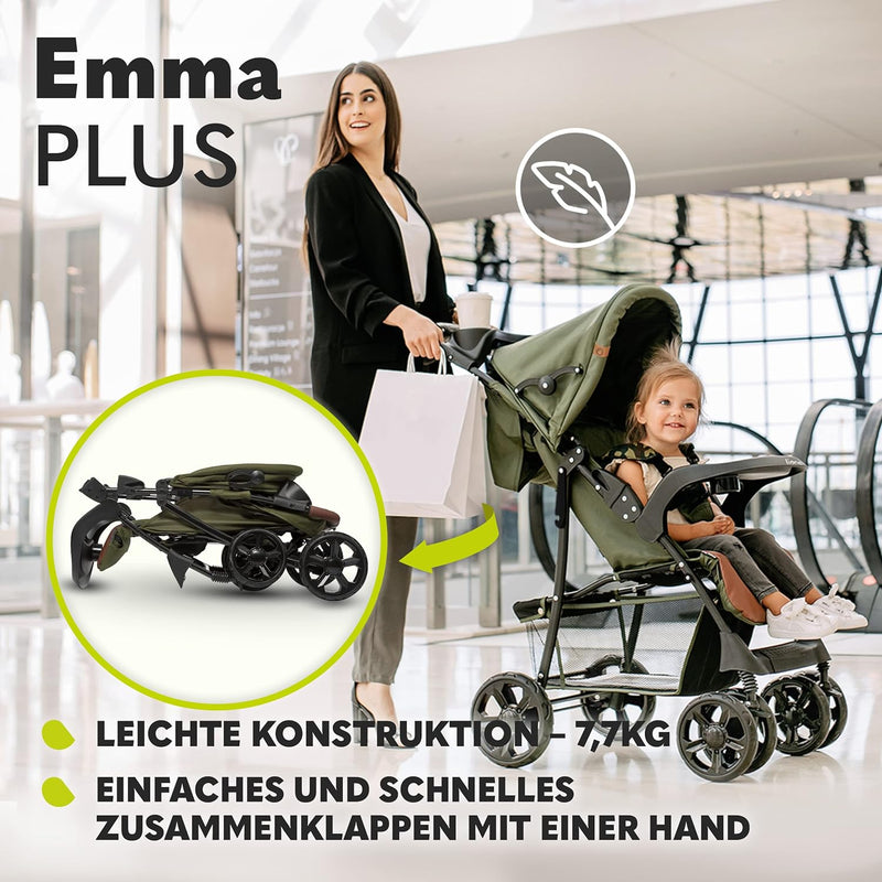 LIONELO Emma Plus Kinderwagen bis zu 15 kg, Kindersportwagen, leicht modern klein Buggy mit Liegepos