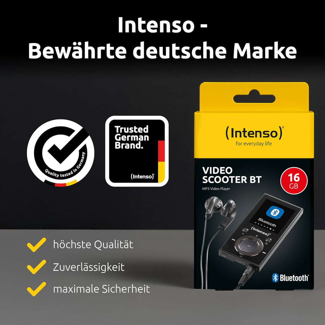 Intenso MP3 Player Video Scooter 1,8 Zoll Bluetooth schwarz schwarz 16GB Single, schwarz 16GB Single