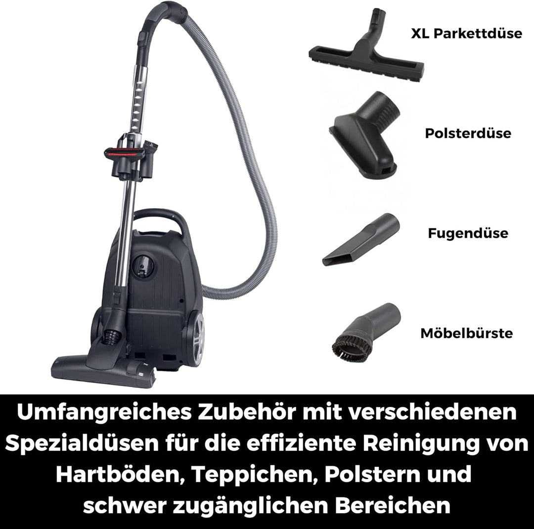 Black Vac Power | TS 790 Boden-Staubsauger mit Beutel I Leiser Staubsauger mit Hochleistungsmotor I