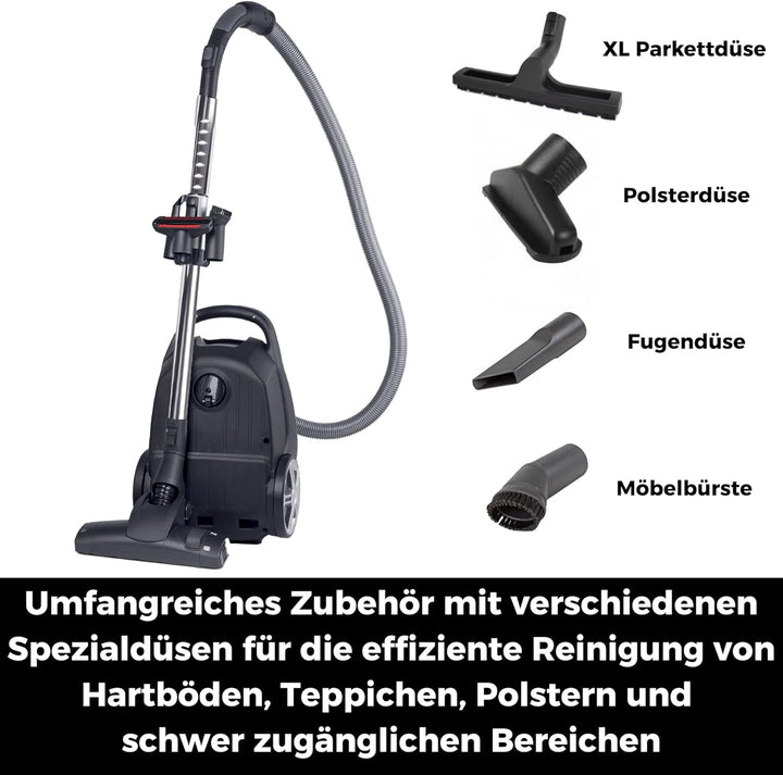 Black Vac Power | TS 790 Boden-Staubsauger mit Beutel I Leiser Staubsauger mit Hochleistungsmotor I