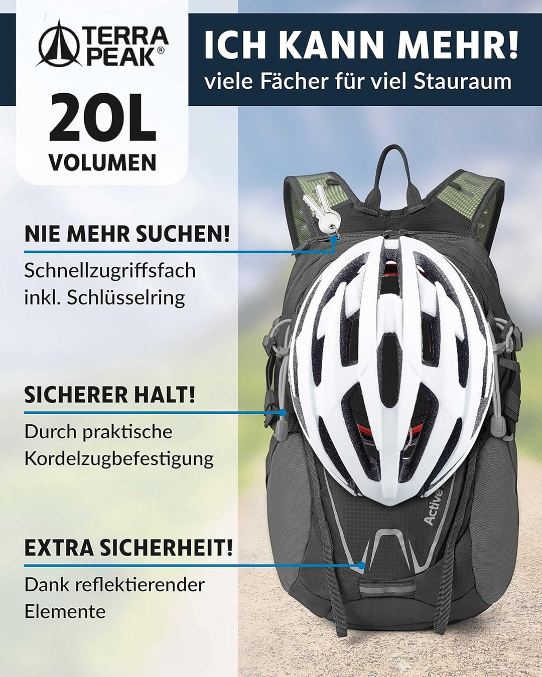 Terra Peak® Premium Wanderrucksack 20L (ACTIVE 20) Damen & Herren klein - Trekkingrucksack ergonomis