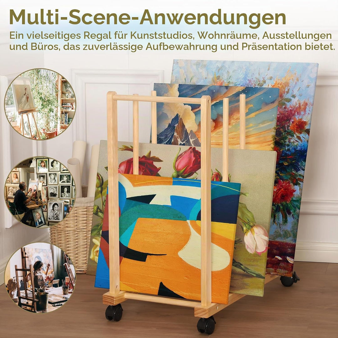 VISWIN Art Storage Rack, Art Canvas Storage, Canvas Boards Rack Art Storage mit Handle &amp; Caster Whee