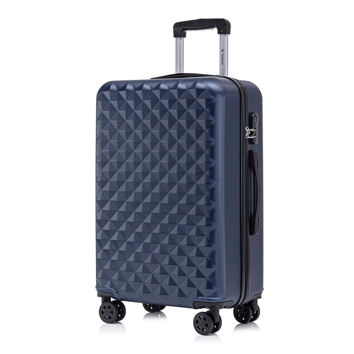 Koffer Suitcase L Dunkelblau, Trolley Reisekoffer, Rollkoffer Handgepäck mit 4 Rollen 360°, Hartscha