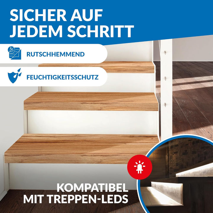 Treppenstufen mit U-Profil [LED-kompatibel] Renovierungsstufen für die Treppe, Laminat-Stufen, Tritt